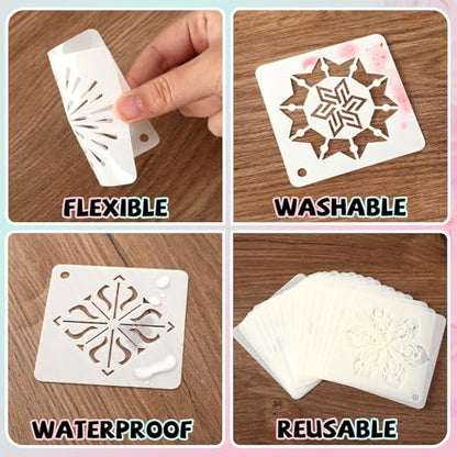 JULMELON 20Pcs Mandala Stencils 3 Inch, Reusable for Rock Wood Painting - style: Mandala Stencils