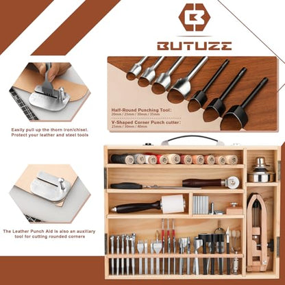 BUTUZE Leather Working Kit, Boxed Leather Tooling Kit, All-in-one