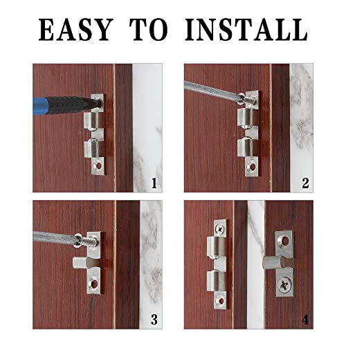 2 Pcs Adjustable Copper Double Ball Roller Tension Catches with Screws Brass Cabinet Cupboard Door Catch Ball Catch Furniture Latch for Cabinet Cupboards Wardrobes