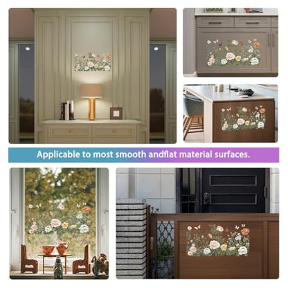 GLOBLELAND 4 Sheets Peony Butterfly Rub on Transfer for Furniture 6×12 inch - style: Peony Butterfly