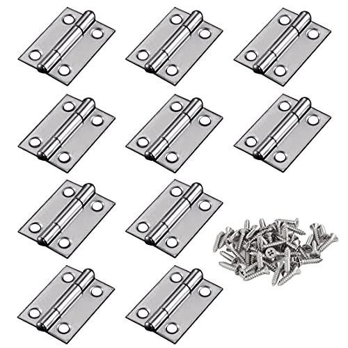 10pcs 304 Stainless Steel 1-inch Folding Butt Hinges Small Hinges Mini Door Hinges for Case Wooden Jewelry Box Lid Crafts (25mm x 18.5mm x 0.8mm) - size: 10pcs 1-inchS w Screws