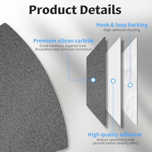 12 Pcs Detail Sander Sandpaper, 80 Grit Triangular Sandpapers - size: 80 Grit