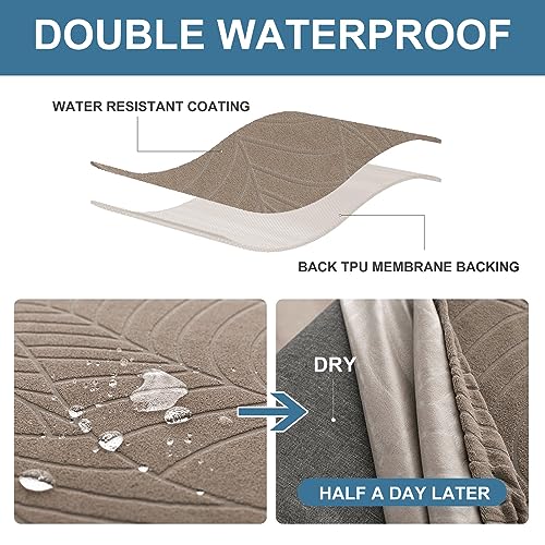 Genina Waterproof Seat Covers for Dining Room Chairs, Stretch Chair Seat Covers Removable Washable Dinning Room Kitchen Chair Cushion Slipcovers (Leaves-Taupe, 4 PCS) - color: Leaves-taupe, size: 4 PCS