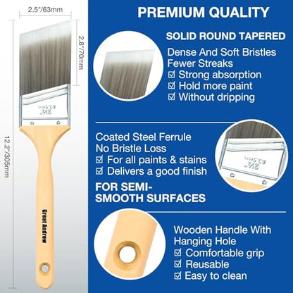 Great Andrew 10 Pack Paint Brushes Bulk 1" 1.5" 2" 2.5" 3" Angled - size: 10 PCS, 1/1.5/2/2.5/3"