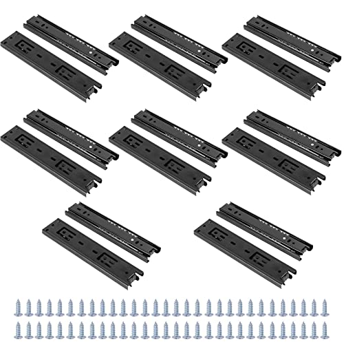 SEUNMUK 8 Pairs 6 Inch Full Extension Less Noise Drawer Slides 3 Section Ball Bearing Side Mounted Drawer Slider Heavy Duty Drawer Slides, with 64 Mounting Screws, Black - size: Black 6 Inch -8 Pairs