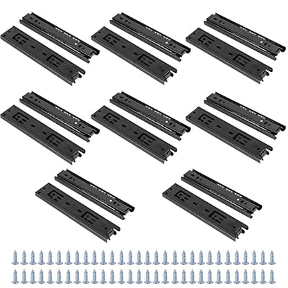 SEUNMUK 8 Pairs 6 Inch Full Extension Less Noise Drawer Slides 3 Section Ball Bearing Side Mounted Drawer Slider Heavy Duty Drawer Slides, with 64 Mounting Screws, Black - size: Black 6 Inch -8 Pairs