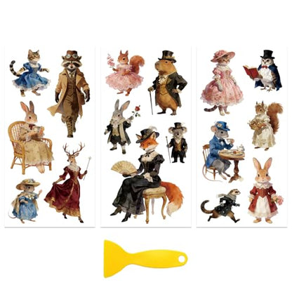Peacoblue Victorian Animals Rub On Transfers for Furniture Craft 6"x12" - style: Retro Victorian Animals