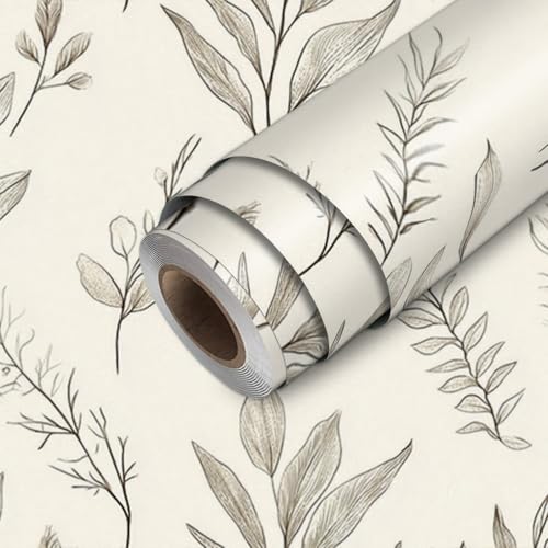 HOMETITUTE Neutral Line Art Peel Stick Wallpaper 118.1x17.7 Inch Vinyl - color: Botanical Line Art