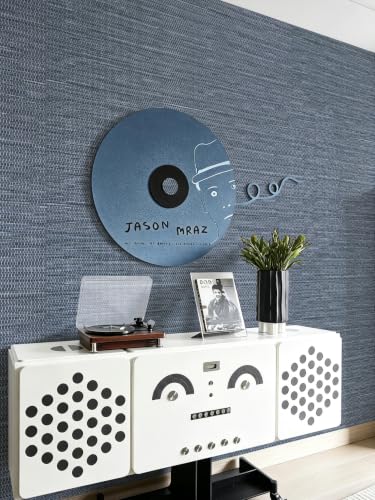 Blue Grasscloth Peel and Stick Wallpaper Textured 17.3in x 196.8in - color: Blue, size: 17.3inch × 196.8inch