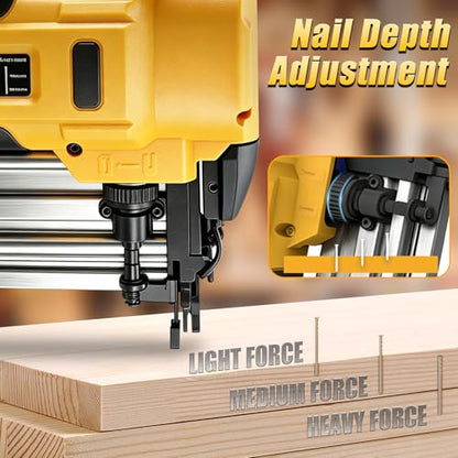 2 in 1 Cordless Brad Nailer Compatible with Dewalt 20V MAX Battery(NO Battery):Electric Nail Gun for Wood, Trim Work, DIY - A Nice Gift for a Husband or Father (Yellow and Black)