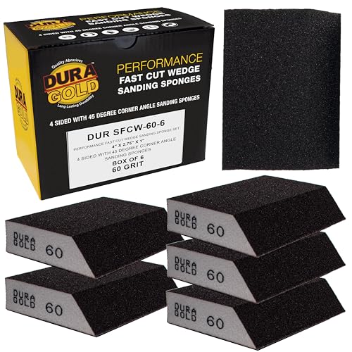 Dura-Gold 60 Grit 4-Sided Hand Sanding Block Sponges with Angled Edge, Box - style: 60 Grit