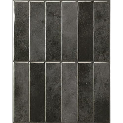 Smart Tiles Peel and Stick backsplash, Stacked Graphite Black, 11.43"x9" - color: Graphite Black