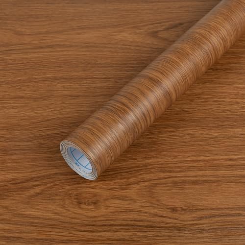 Wood Walnut Contact Paper Peel and Stick Brown Wooden Grain Vinyl Wrap - color: Nut-brown, size: 11.8" x 78.2"