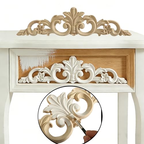 Nsrisml Wooden Decals Trim Rosette Inlays, Wood Appliques Onlays for Wall Cabinet Dresser Staircase DIY Projects(8Pcs, 11.81") - color: 8-pack, size: 30x7cm/11.81"x2.76"