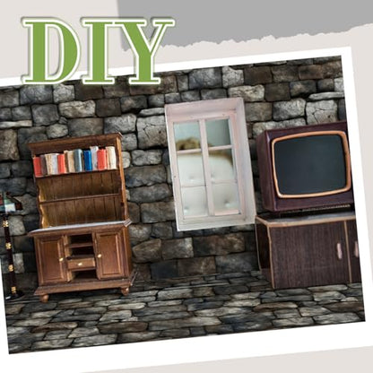 Flutesan 12 Pcs Miniature Dollhouse Wallpaper, Stone Pattern - style: Stone Pattern