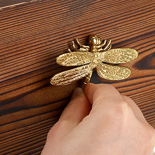 JUXYES Unique Gold Dragonfly Handle Pulls Knobs for Cabinets and Drawers - size: Pack of 4