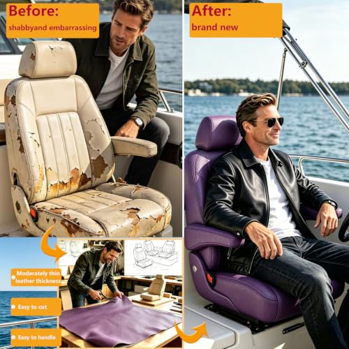 CDY Marine Vinyl Upholstery Fabric: 54"x36" Soft Grain Faux Leather Durable - color: Purple, size: 1 Yard（54"x36")