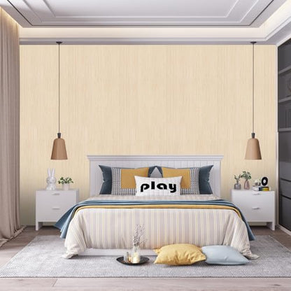 Beige Grasscloth Peel and Stick Wallpaper 15.7" X 120" Textured Self-Adhesive Contact Paper Linen Grasscloth Removable Wallpaper for Cabinets Counter Top Liners - color: Beige, size: 15.7" x 120"