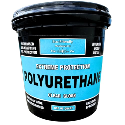 Crystalac Extreme Protection Water Based Polyurethane (Clear Gloss, 32oz Quart): Self Leveling, Non Yellowing, Brush or Spray, UV Protection, Low Odor, Water Clean Up, Durable & Scratch Resistant. - color: Gloss, size: Quart