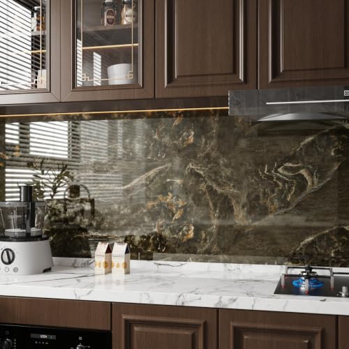 Glossy Brown Marble Wallpaper for Kitchen Marble Contact Paper