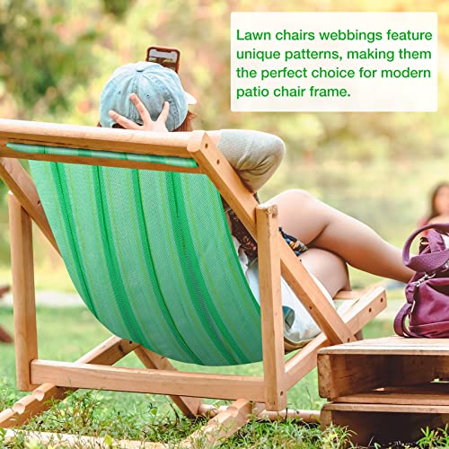 HESTYA 2 Rolls 2 1/4 Inch x 100 Feet Lawn Chair Webbing Folding Polypropylene Webbing for Outdoor Furniture Seat Repair Replacement - color: Green White