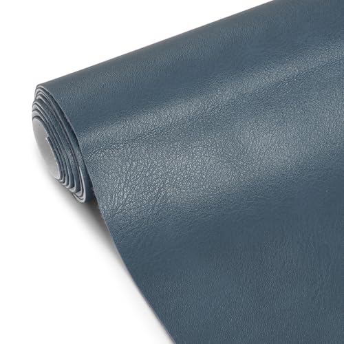 Faux Leather Fabric, Marine Vinyl Upholstery Fabric 55" x 108", 1.05mm Thick Soft Durable Synthetic Material for Sofa Chairs Bags Car Seats Furniture DIY Crafts Sewings, Blue - color: Blue, size: Pre-cut 3 Yard (54" x 108")