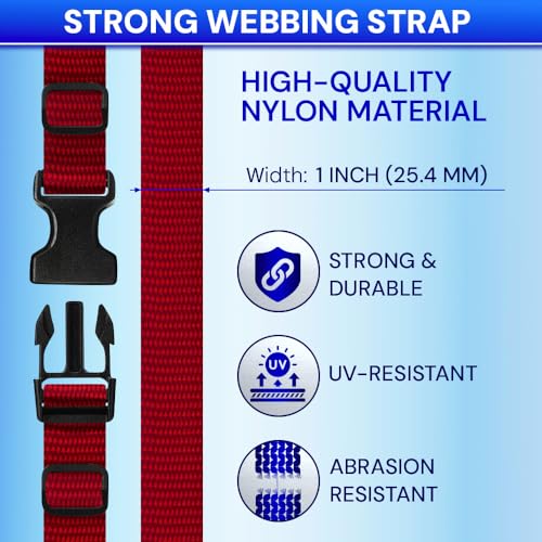 TECEUM 1" Nylon Strap Kit with Buckles, Red 6 yards Repair Set - color: Red, size: 1" - 6 yards, style: 6 Buckle - 12 Slides - 6 D-rind