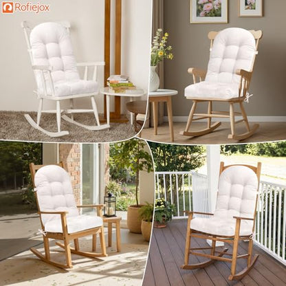 Rocking Chair Cushion, High Back, 44 x 19 x 4 Inch, Room White - color: Room White