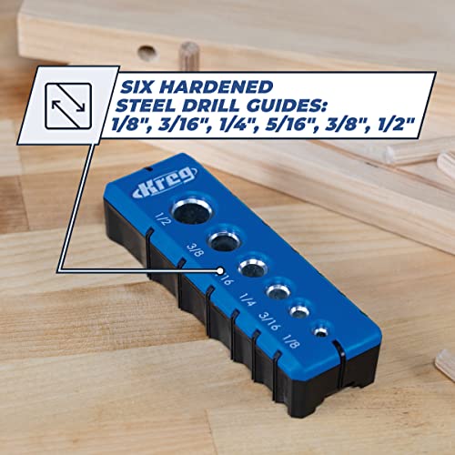 Kreg Portable Drilling Guide, 6 Hardened Drill Guides, KDG-6000