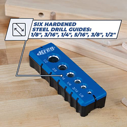 Kreg Portable Drilling Guide, 6 Hardened Drill Guides, KDG-6000