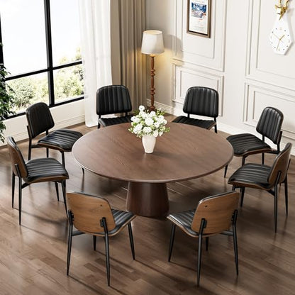 REONEY Dining Chairs Set of 4, Mid-Century Modern Kitchen Chairs, Black - color: Dark Black Vertical Stripes