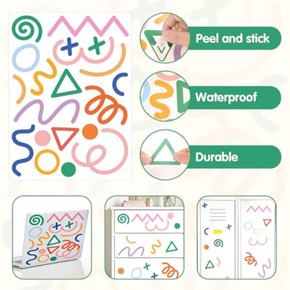 200 Pcs Geometric Wall Decals for Playroom Decor - style: Geometric Lines