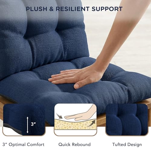Codi Rocking Chair Cushions Indoor, Water-Resistant, Navy 1 Pack - color: Navy, size: 18"x18"/18"x22" - Standard 1PK