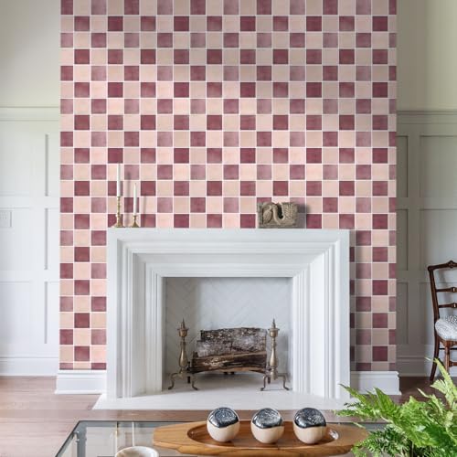 Commomy Matte 3D Peel and Stick Backsplash,10 Pcs 11.8"x11.8" Rose Pink - color: Dusty Rose