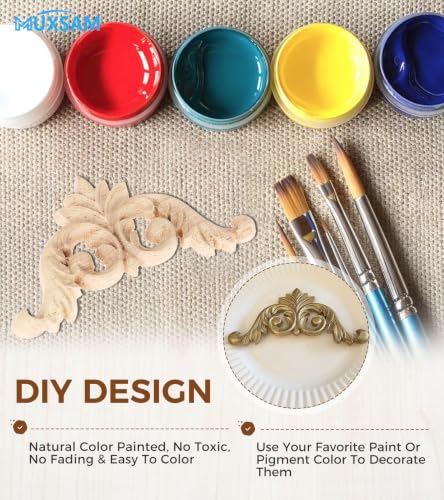 4Pcs Wood Carved Appliques Corner Wooden Carving Onlays Decals for Furniture - size: 4.72 x 4.72 inches