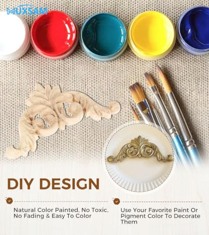4Pcs Wood Carved Appliques Corner Wooden Carving Onlays Decals for Furniture - size: 4.72 x 4.72 inches