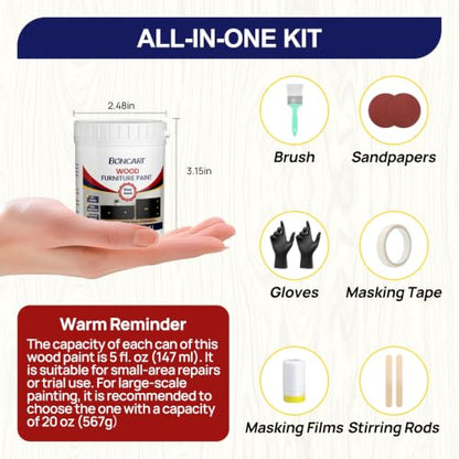 Boncart Wood Furniture Paint Kit - color: Black, size: 5fl.oz