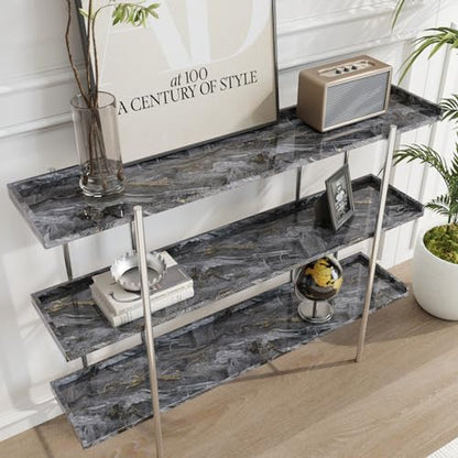 CRE8TIVE Dark Grey Gold Marble Contact Paper 12"x80" Glossy Slate Marble Wallpaper Peel and Stick Countertops Waterproof Self Adhesive Removable Wallpaper Marble Vinyl Wrap for Bathroom Cabinets Desks - color: Glossy Dark Grey Gold, size: 12" x 80"