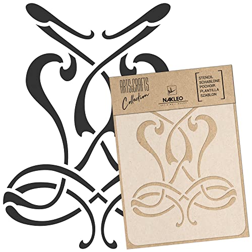 DIY Reusable Plastic Stencil // A3 A4 A5 Art Nouveau Ornament #1 // Craft - Furniture - Scrapbooking - Decoupage (8,2" x11,8) - color: Transparent Stencil, size: A4