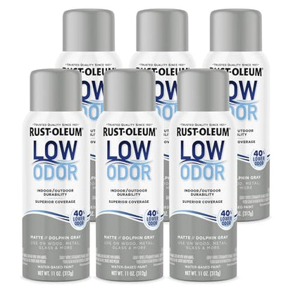 Rust-Oleum Low Odor Premium Spray Paint, Matte Dolphin Gray - color: Dolphin Gray, size: 11 Ounce (Pack of 6)
