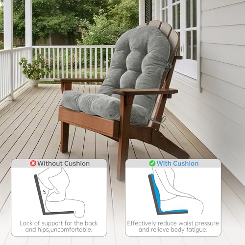 Rocking Chair Cushion 44x19x4 Non-Slip Indoor Adirondack Chair pad - color: Indoor Gray