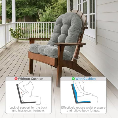 Rocking Chair Cushion 44x19x4 Non-Slip Indoor Adirondack Chair pad - color: Indoor Gray