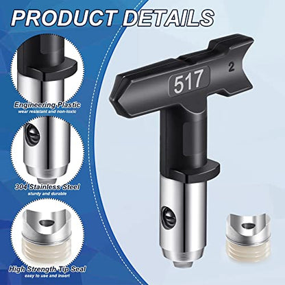 Threan 24 Pack Reversible Spray Tips Black Airless Sprayer Nozzle Tips Paint Spraying Machine Part for Homes Buildings Fences Airless Spraying Machine Paint Accessories (Spray Range: 2-14 Inches)