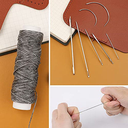 Waxed Thread, Upholstery Needle and Thread 32 Yards Dark Gray - color: Dark Gray, size: 32Yard