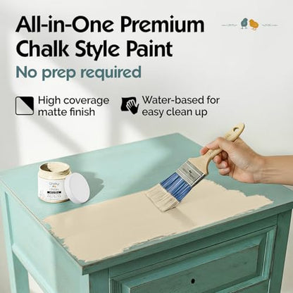 Chalky Chicks Cuppa Latte 4 Fl Oz Chalk Paint for Furniture All in One - color: Cuppa Latte (Tan), size: 4 Fl Oz (Pack of 1)