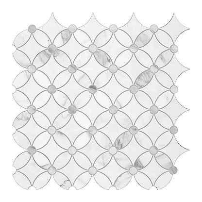 10-Sheet Coin Waterjet Peel and Stick Backsplash, Carrara White Marble Looks Self Adhesive Tiles, Stick on Backsplash for Kitchen, Bathroom