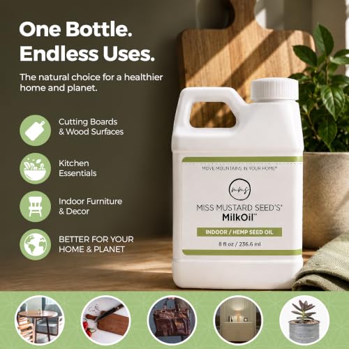 Miss Mustard Seed's MilkOil Hemp Wood Oil for Furniture, Food Grade, 8 floz