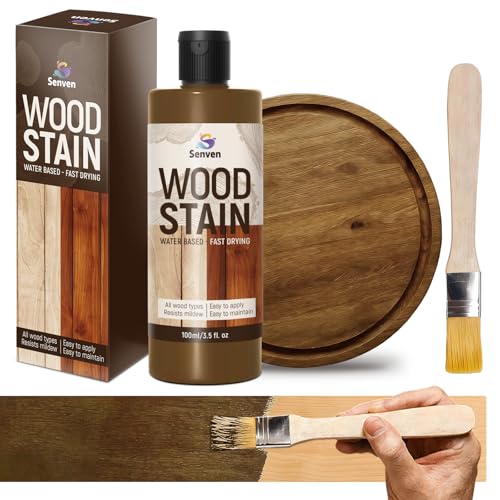 SENVEN Wood Stain, Natural Oak Wood Stain, 100ml Woods-Stain for Woods, Furniture, Cabinet, Fast Drying Woods-Stain, Non-Toxic Wood-Stains, Water Based & Low Odor Wood-Stains, Indoor&Outdoor Stains - color: Natural Oak, size: 3.5 Fl Oz