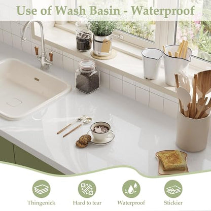 White Contact Paper Glossy Shiny Peel and Stick Wallpaper for Countertops - color: White, size: 15.7" x 118"