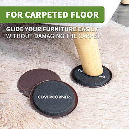 Furniture Sliders for Carpet 8 PCS - 3 1/2" Brown - size: 8 PCS 3 1/2 inch Brown